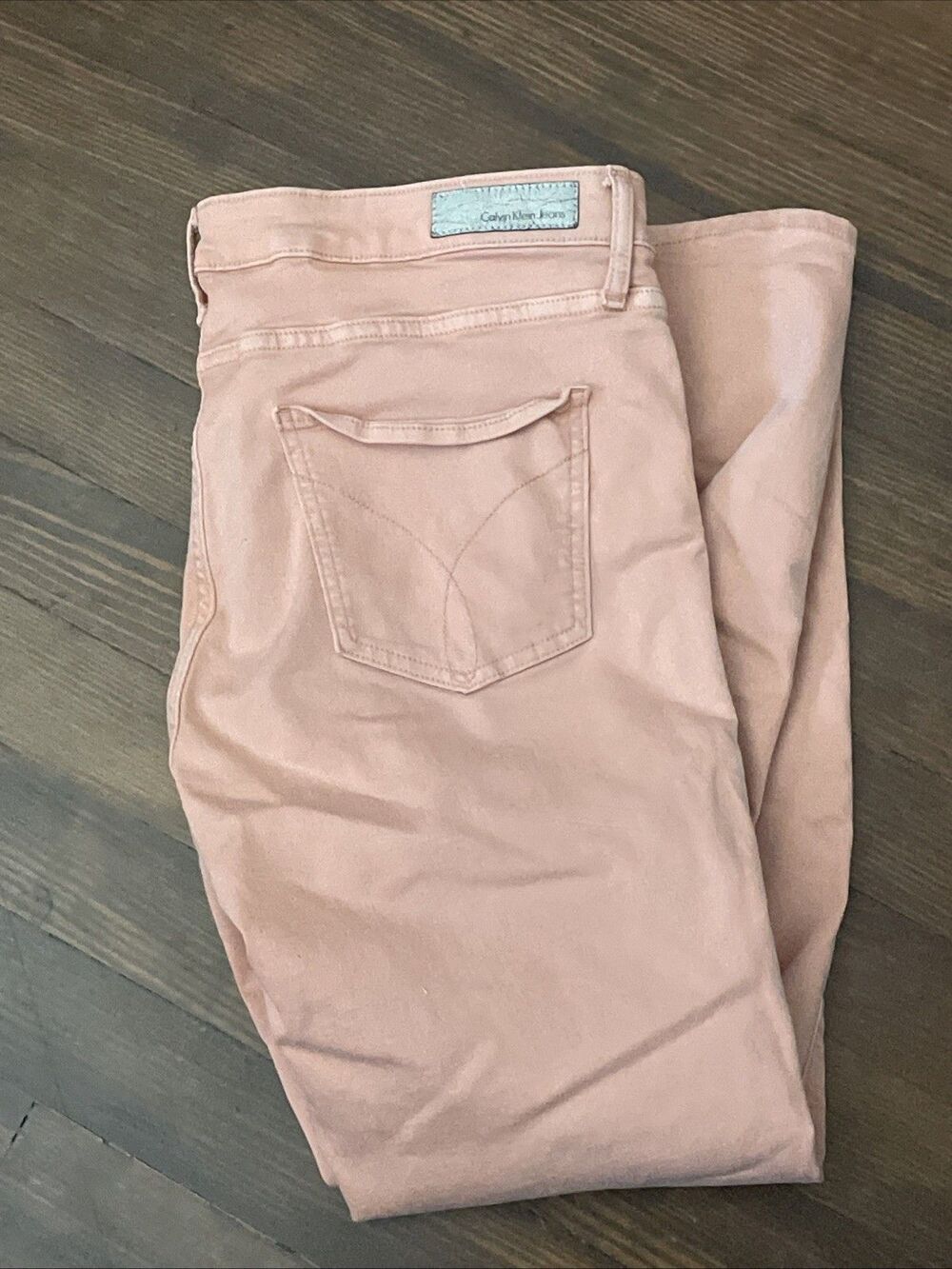 VTG Calvin Klein Jeans Womens 12 Pink Denim Light Wash Ankle Skinny